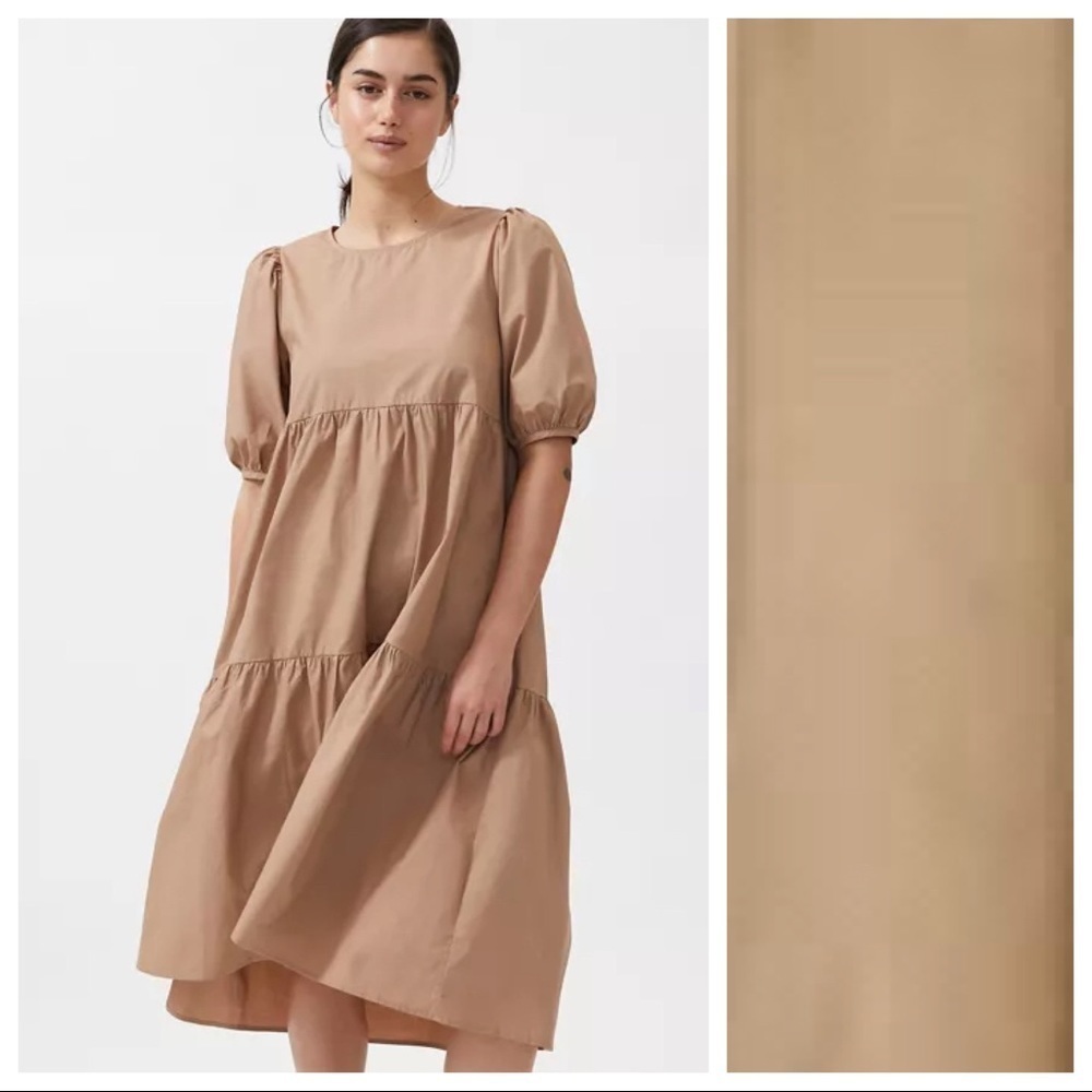NWT. Zara Tan Asymmetric Poplin Dress. Size XS